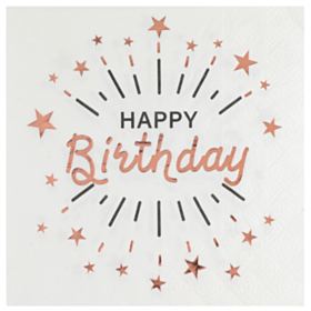 Happy Birthday Servietter Rosaguld
