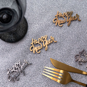 Happy New Year Træ Konfetti Sølv/Guld