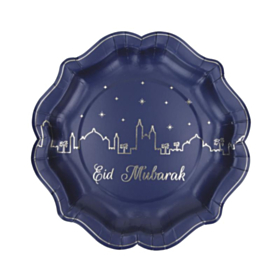 Eid Mubarak Paptallerkener Mørkeblå