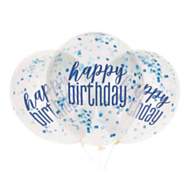 Happy Birthday Konfettiballoner Blå