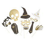 Halloween Photobooth Rekvisitter Sort/Guld