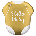 Hello Baby Body Folieballon Guld