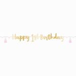 Happy 1st Birthday Guirlande Lyserød