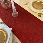 Glitter Premium Bordløber Mørkerød