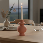 Rund Keramik Lysestage Terracotta