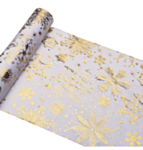 Velour Snefnug Bordløber Hvid/Guld