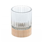 Rillet Fyrfadsstage Glas/Træ