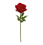 Velour Rose På Stilk Rød