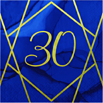 30 Års Servietter Marineblå/Guld