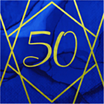 50 Års Servietter Marineblå/Guld