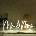 Mr & Mrs Neonskilt Hvid