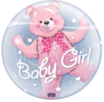 Dobbelt Bubble Ballon Baby Girl Bamse