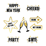 Happy New Year Vinduesklistermærker Sort/Guld