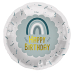 Happy Birthday Folieballon Regnbue Blå