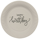 Happy Birthday Paptallerkener Creme/Sort