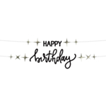 Happy Birthday Bogstavsguirlande Sort
