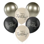 Happy Birthday Latexballoner Crème Noir