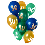 30 Års Ballon Mix Grøn/Guld
