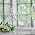 Just Married Træ Bordskilt Hvid
