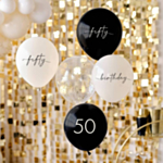 50th Birthday Balloner Hvid/Sort