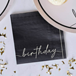 Birthday Servietter Sort