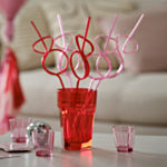 Ringformede Sugerør Pink/Rød