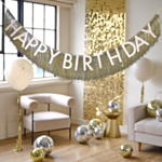 Happy Birthday Frynseguirlande Guld