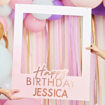 Personlig Happy Birthday Selfie Prop Ramme Rosaguld