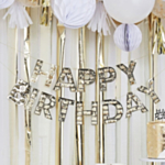 Happy Birthday Frynseguirlande Guld