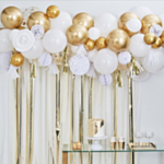 Ballonbue Backdrop Guld/Hvid