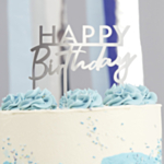 Happy Birthday Akryl Kagetop Sølv