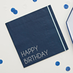 Eco Happy Birthday Servietter Blå