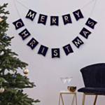 Merry Christmas Flagguirlande Marineblå