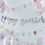Happy Birthday Sølv Guirlande