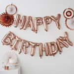 Happy Birthday Ballon Guirlande Rosaguld