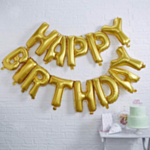 Happy Birthday Ballon Inkl. Snor Guld
