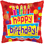 Firkantet Happy Birthday Folieballon