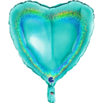 Hjerte Folieballon Holografisk Turkis