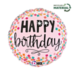 Happy Birthday Konfetti Folieballon Lyserød