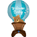 Welcome Baby Luftballon Bamse Folieballon Blå