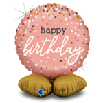 Happy Birthday Stående Folieballon Rose Gold