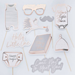 Babyshower Selfie Props Grå/Rosaguld
