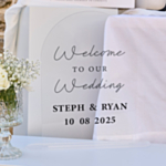 Welcome To Our Wedding Skilt Klar Akryl