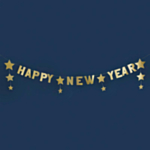 Happy New Year Stjerne Guirlande Guld