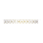 Just Married Flagbanner Hvid/Guld