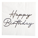 Happy Birthday Servietter Sølv
