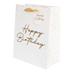 Happy Birthday Gavepose Hvid/Guld