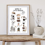 World Of Coffee Brewing A4 Plakat