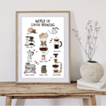 World Of Coffee Brewing A4 Plakat