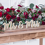 3D Mr & Mrs Træskilt Guld